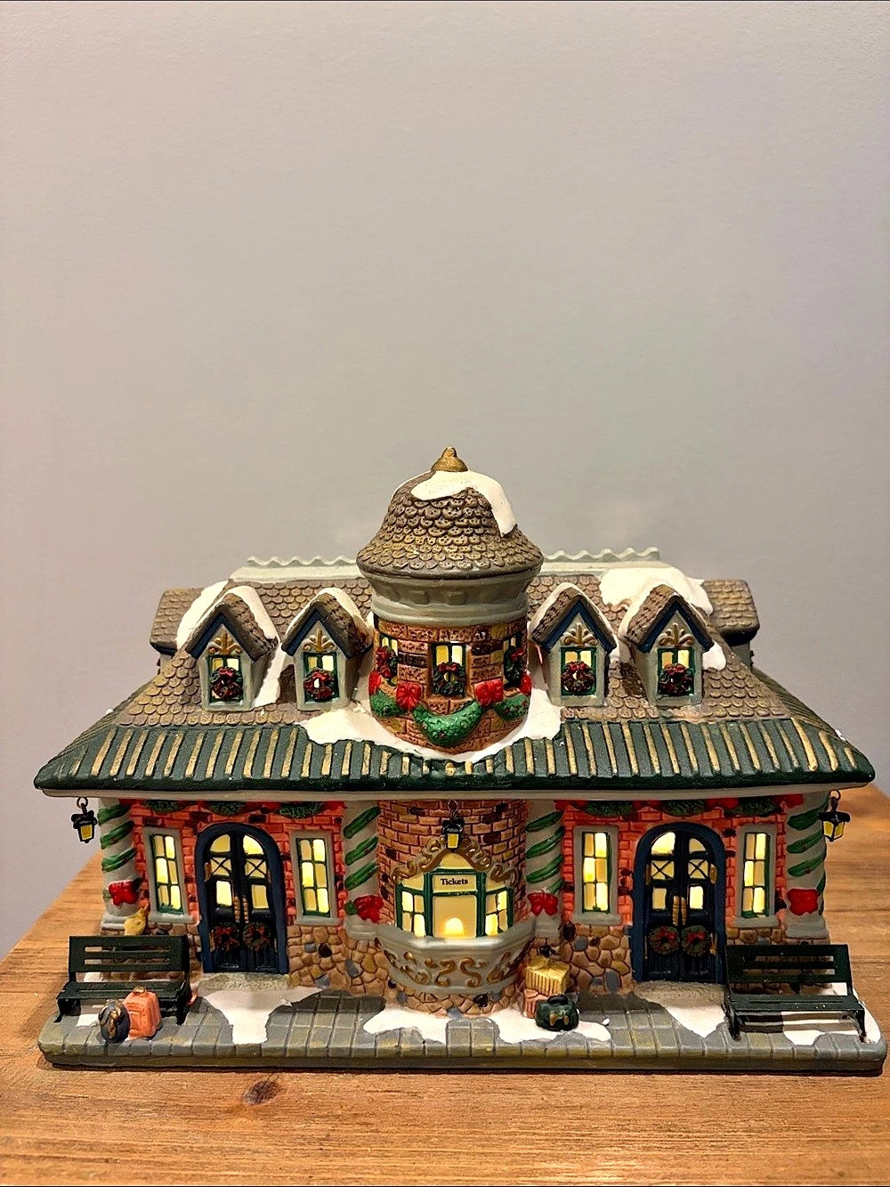 Vintage St. Nicholas Square Village Square Train Station Decor